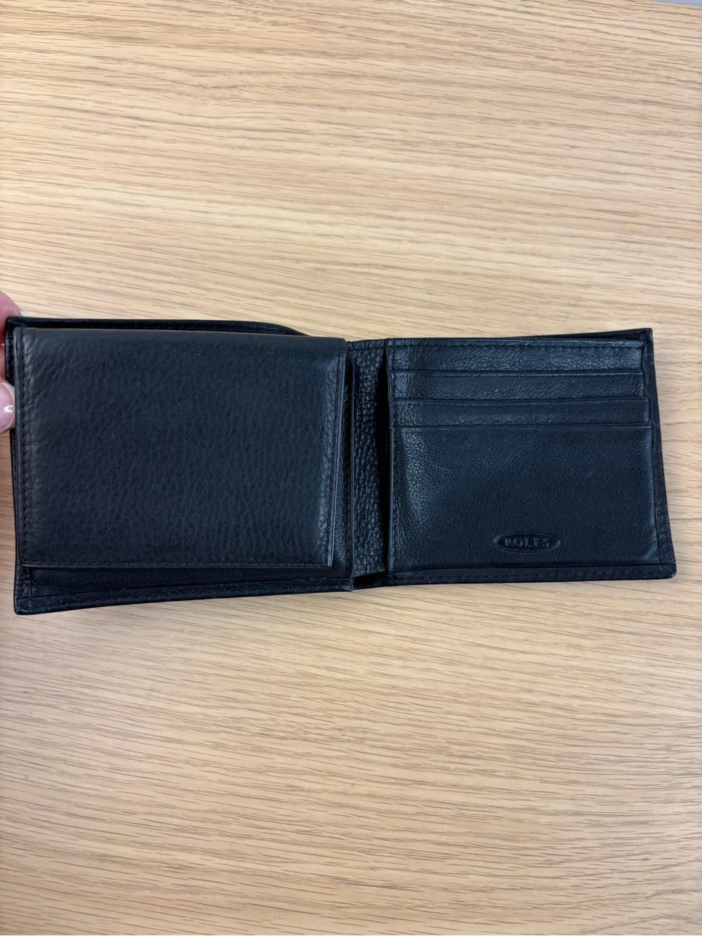 ROLFS Classic Black Leather Bifold Wallet - Men's Accessory